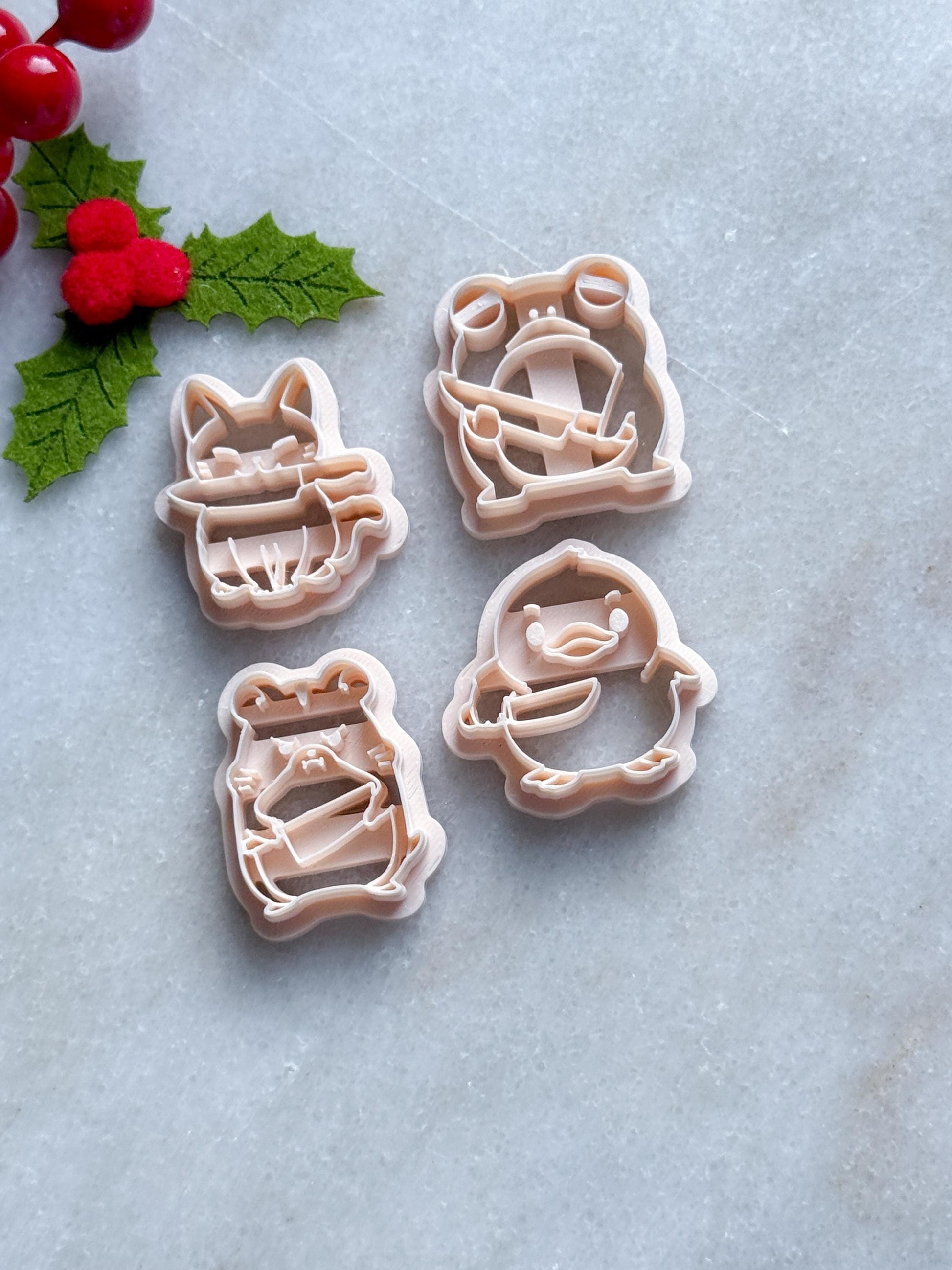 Animal with Knife Polymer Clay Cutters, Spooky Jewelry (25-45mm)