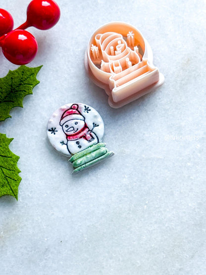 Snow Globe Clay Cutter: Snowman & Star Imprint, Polymer Clay Jewelry Tool