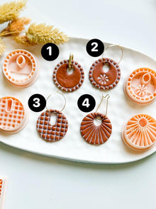 Patterned Charm Clay Cutters: Waffle Grid, Sunburst, Floral