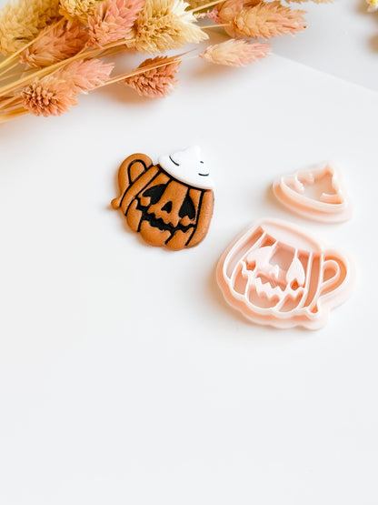 Pumpkin Mug Clay Cutter Set: Halloween Jack-o'-Lantern Earrings & Charms