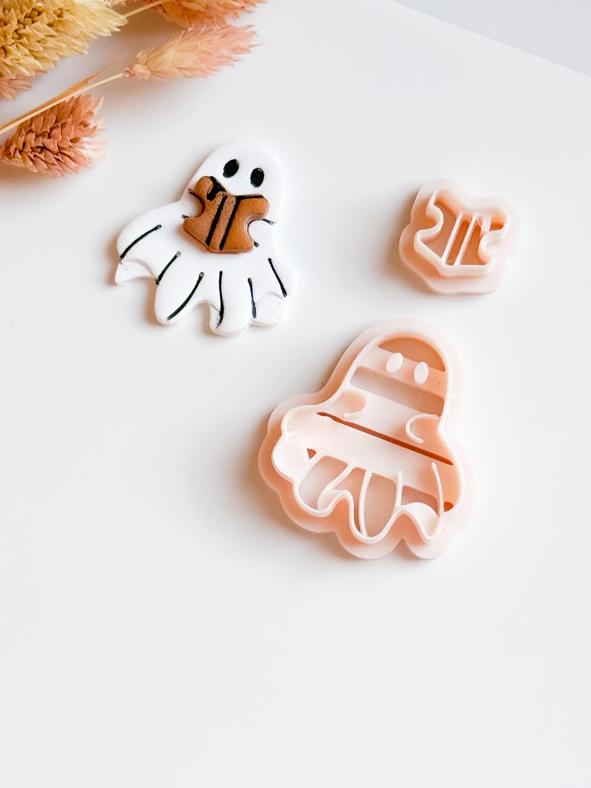 Ghost with Book Clay Cutter Set, Spooky Halloween Jewelry Making