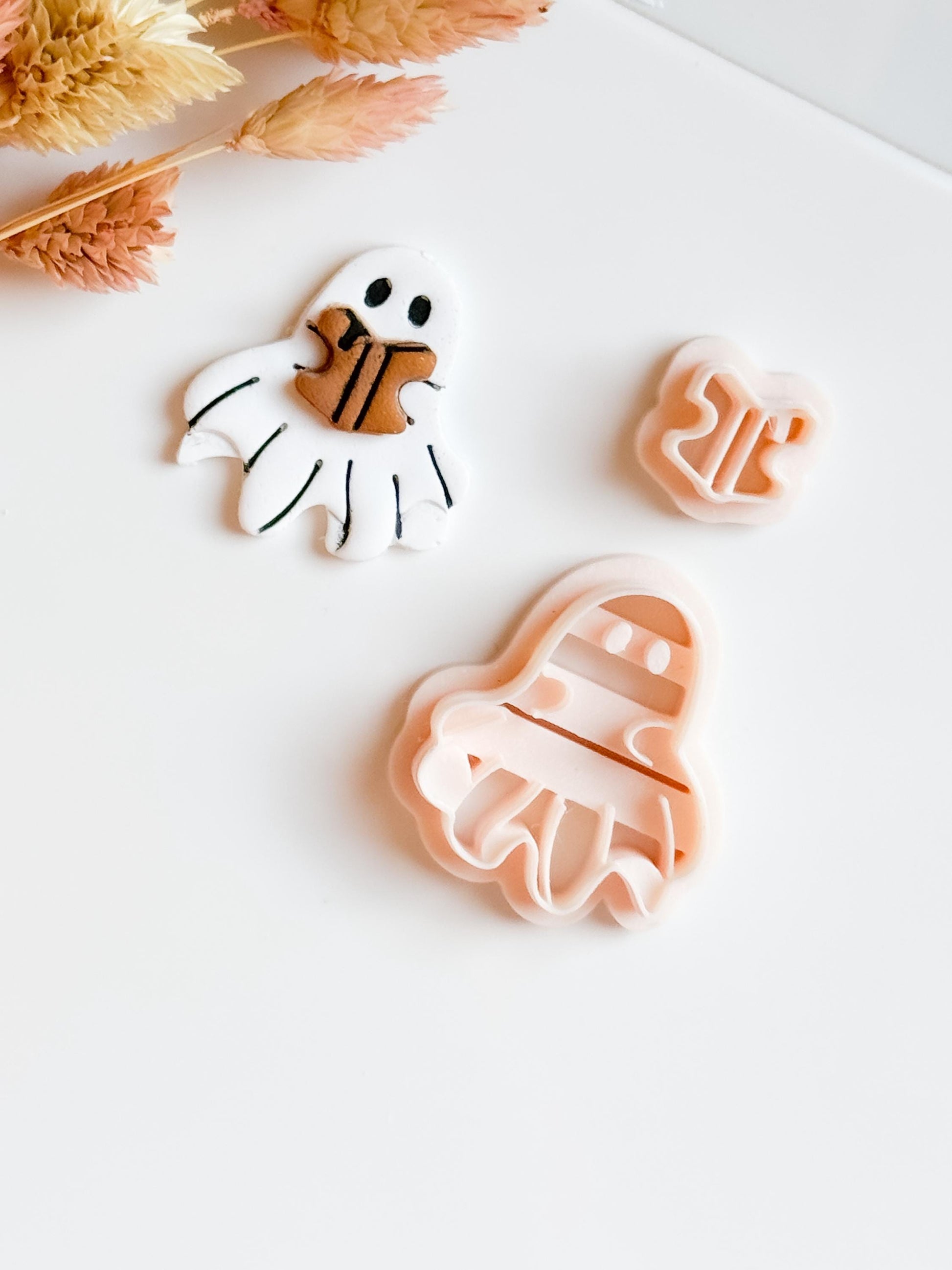 Ghost with Book Clay Cutter Set, Spooky Halloween Jewelry Making