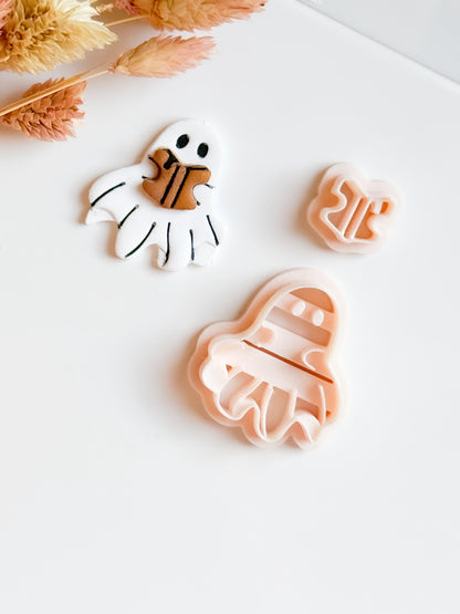 Ghost with Book Clay Cutter Set, Spooky Halloween Jewelry Making