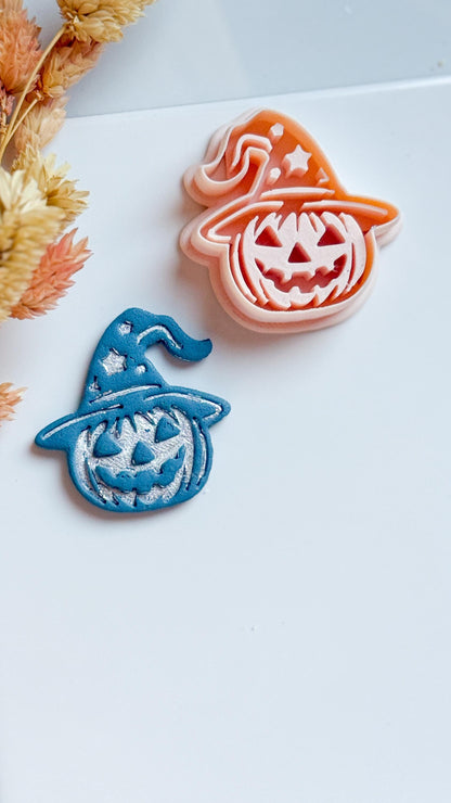 Witch Hat Pumpkin Cutter: Polymer Clay Halloween Earrings, Charms