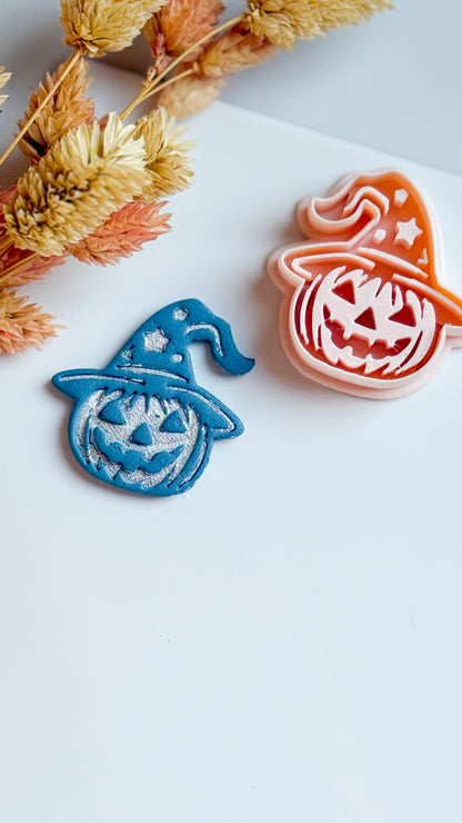 Witch Hat Pumpkin Cutter: Polymer Clay Halloween Earrings, Charms