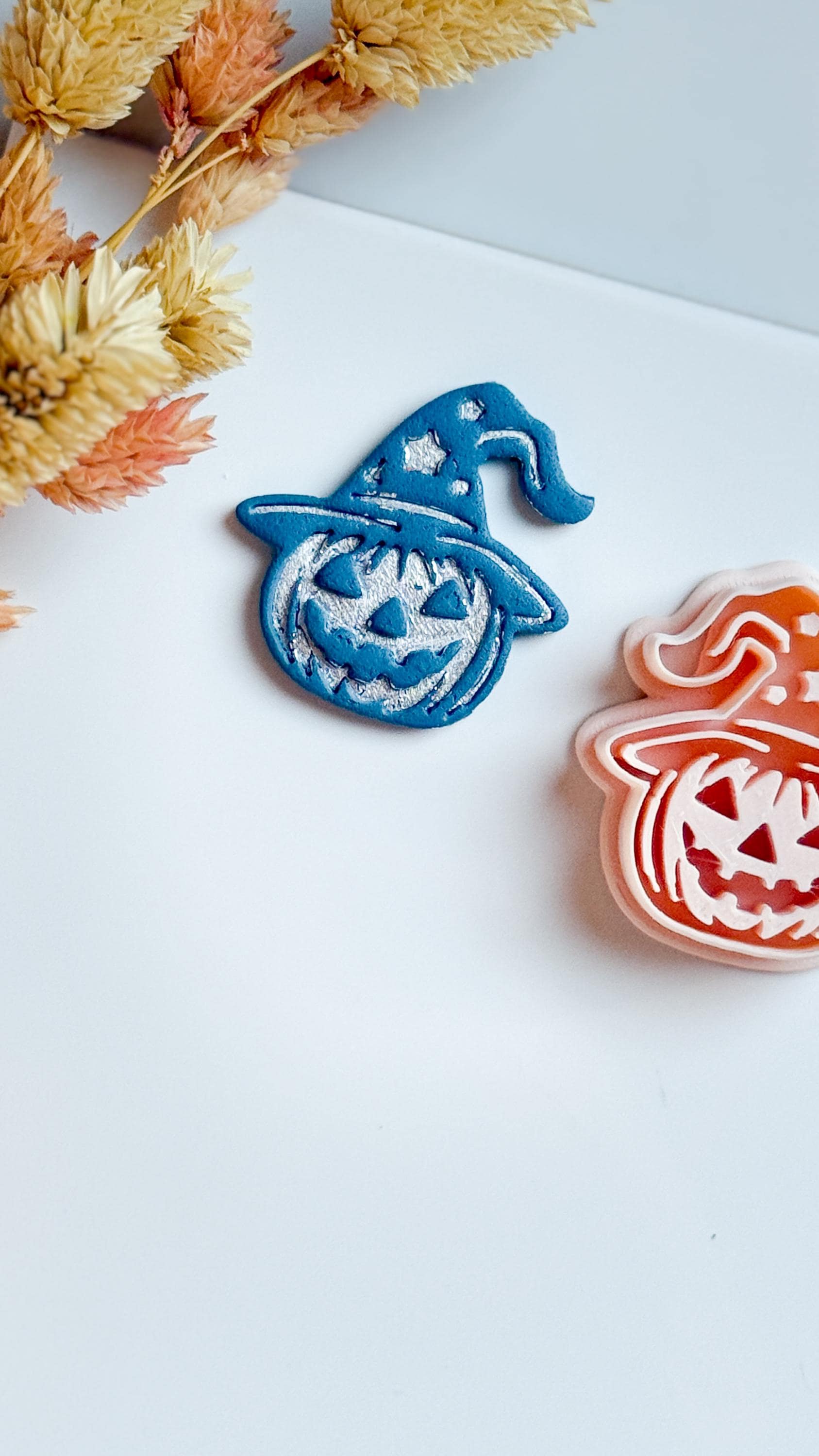 Witch Hat Pumpkin Cutter: Polymer Clay Halloween Earrings, Charms