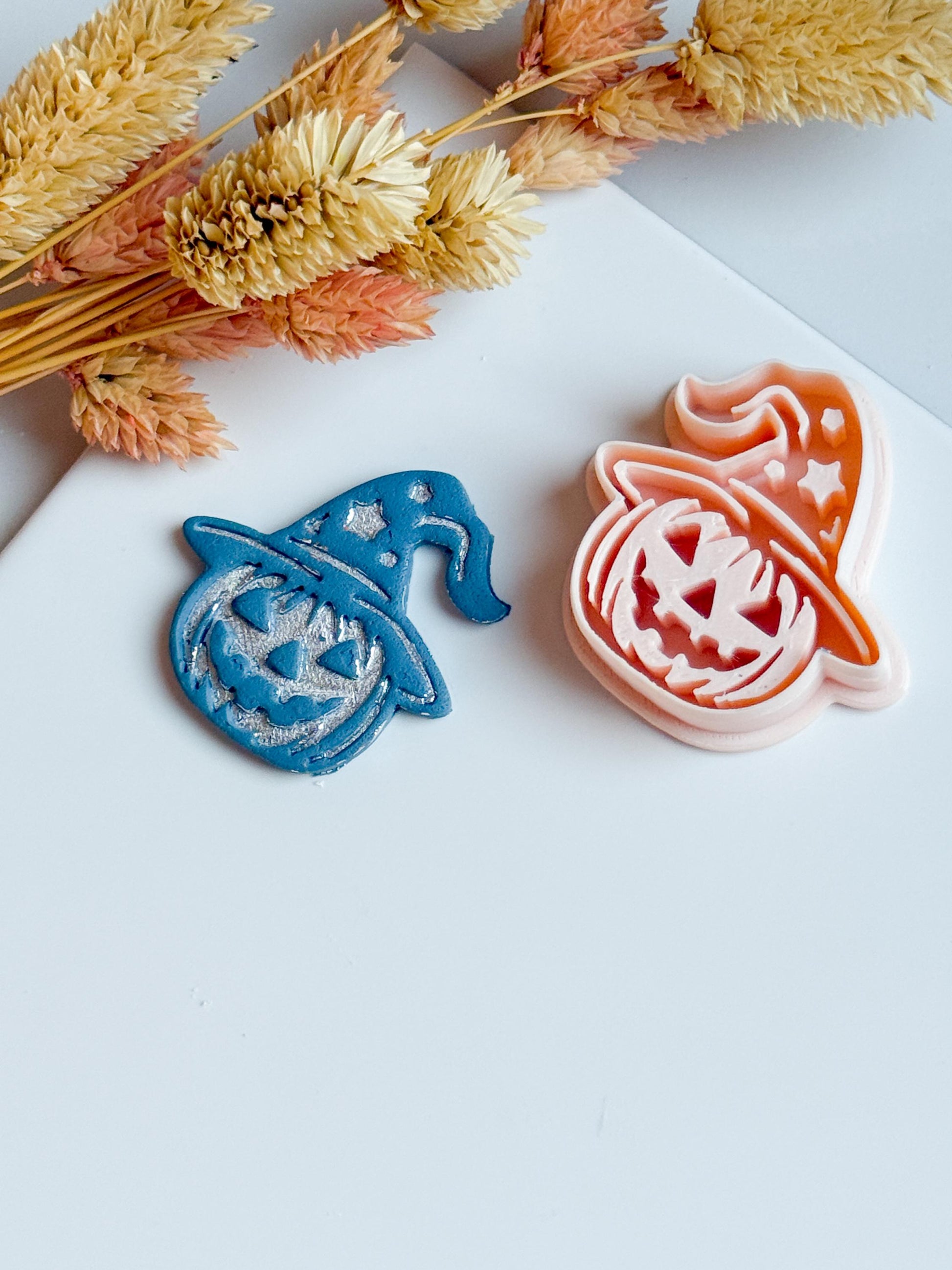 Witch Hat Pumpkin Cutter: Polymer Clay Halloween Earrings, Charms