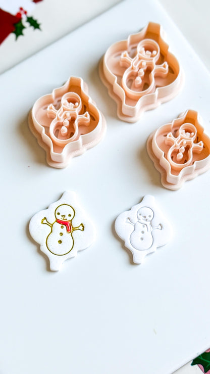 Winter Fairy Snowman Ornament Clay Cutter Christmas Polymer Clay Earring Tool