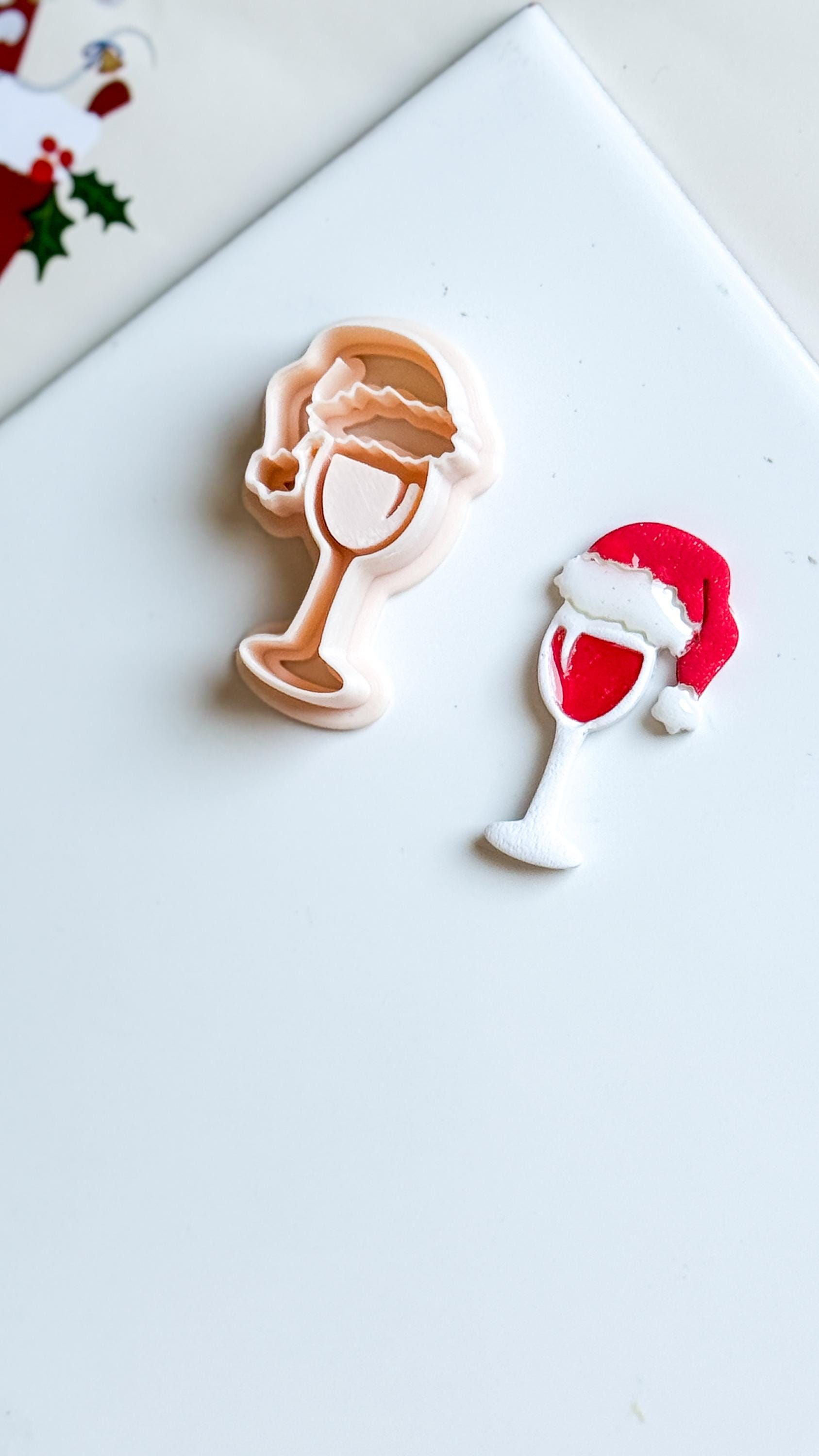 Polymer Clay Santa Wine Glass Cutter Christmas Holiday Earring Clay Tool