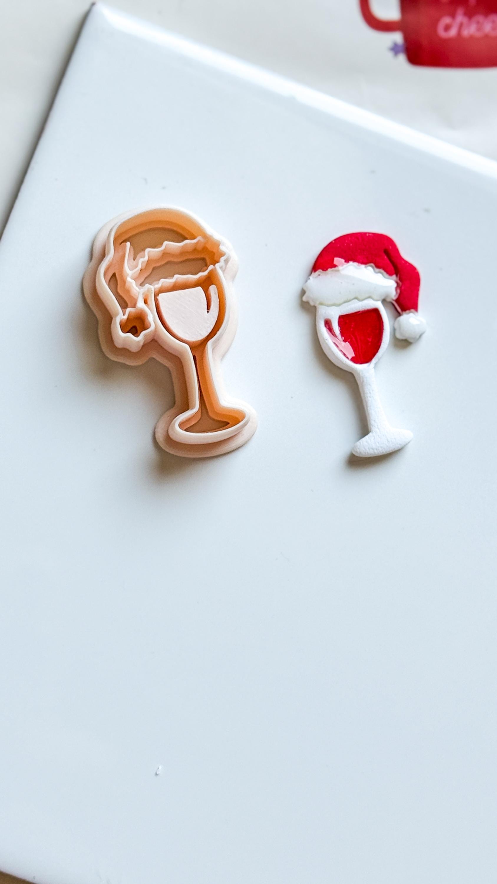 Polymer Clay Santa Wine Glass Cutter Christmas Holiday Earring Clay Tool
