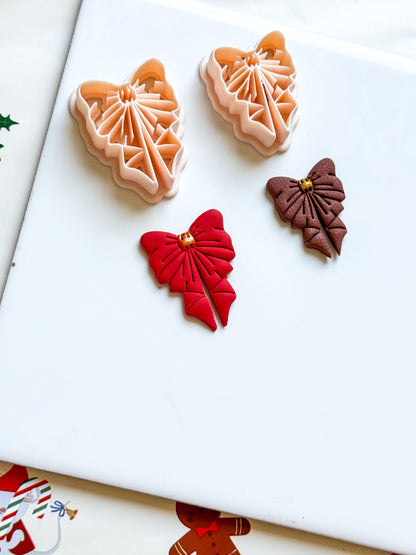 Polymer Clay Christmas Bow Cutter Set Festive Poinsettia Ribbon Design for Earrings & Jewelry