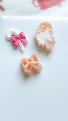 Candy Cane Bow Polymer Clay Cutter: Christmas Earring Detail - 35/40mm