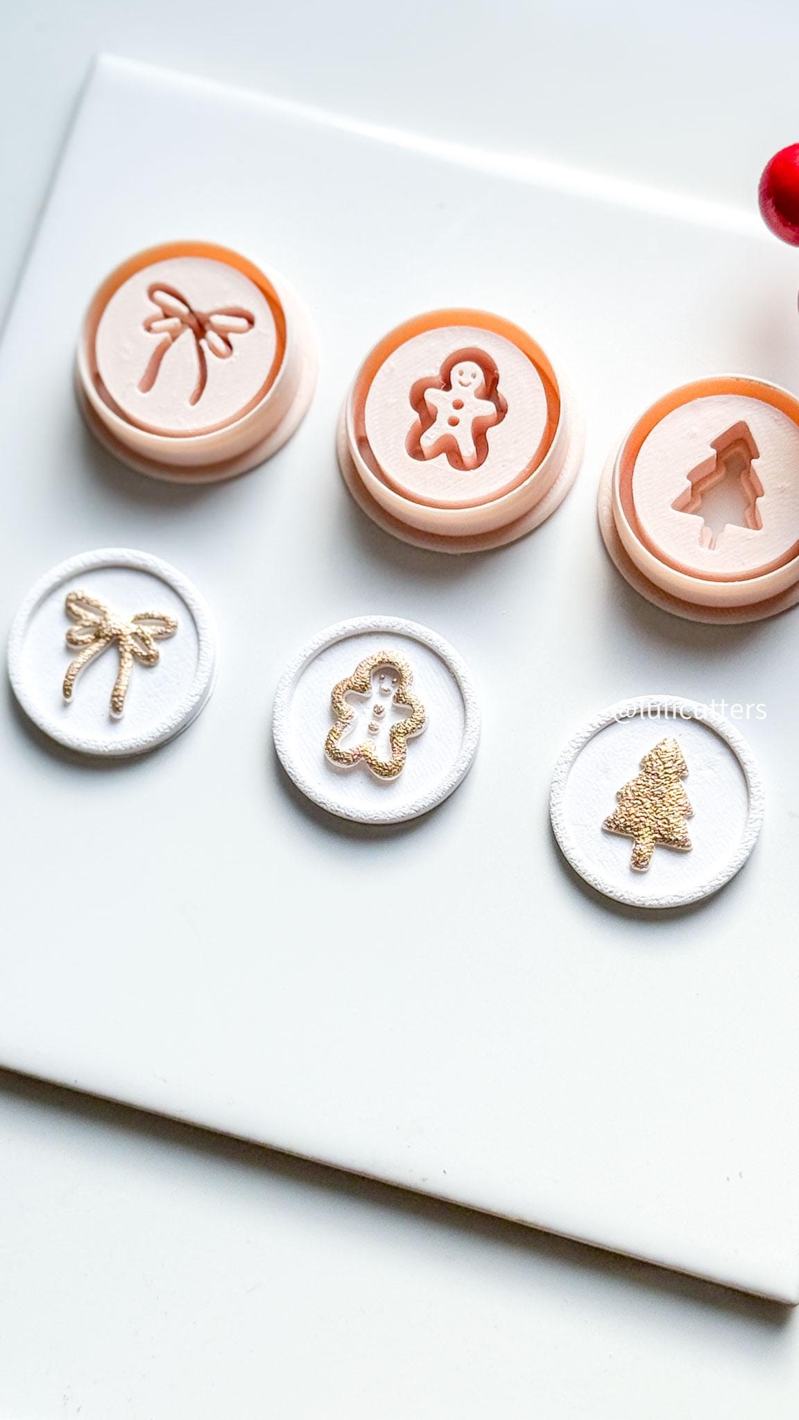 Polymer Clay Christmas Stamp Set Bow, Gingerbread & Tree