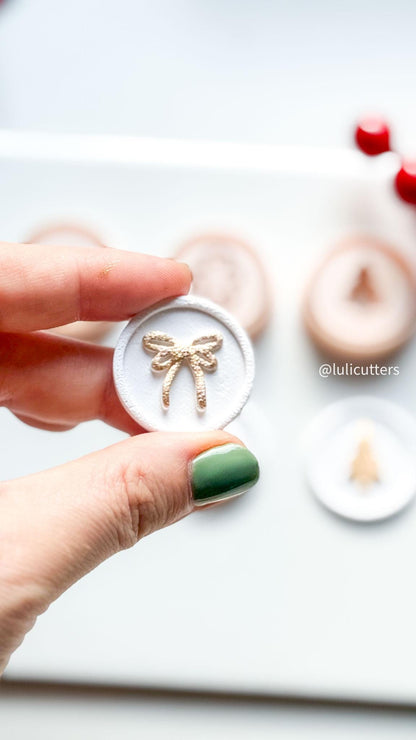 Polymer Clay Christmas Stamp Set Bow, Gingerbread & Tree