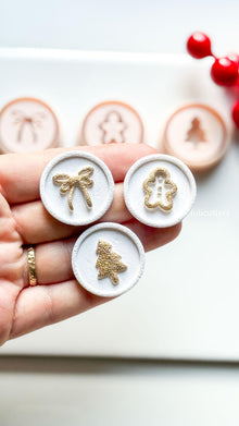 Polymer Clay Christmas Stamp Set Bow, Gingerbread & Tree