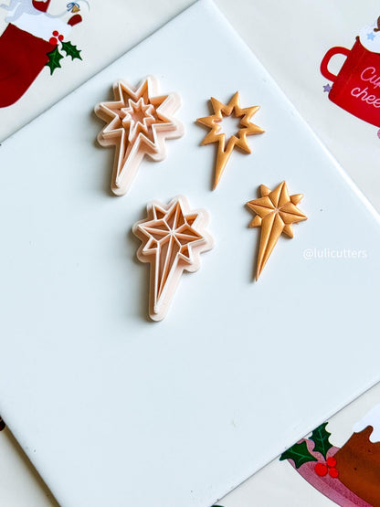 Winter Fairy Festive Shooting Star Clay Cutter Geometric Comet Polymer Clay Earring Cutter for Holiday & Celestial Jewelry