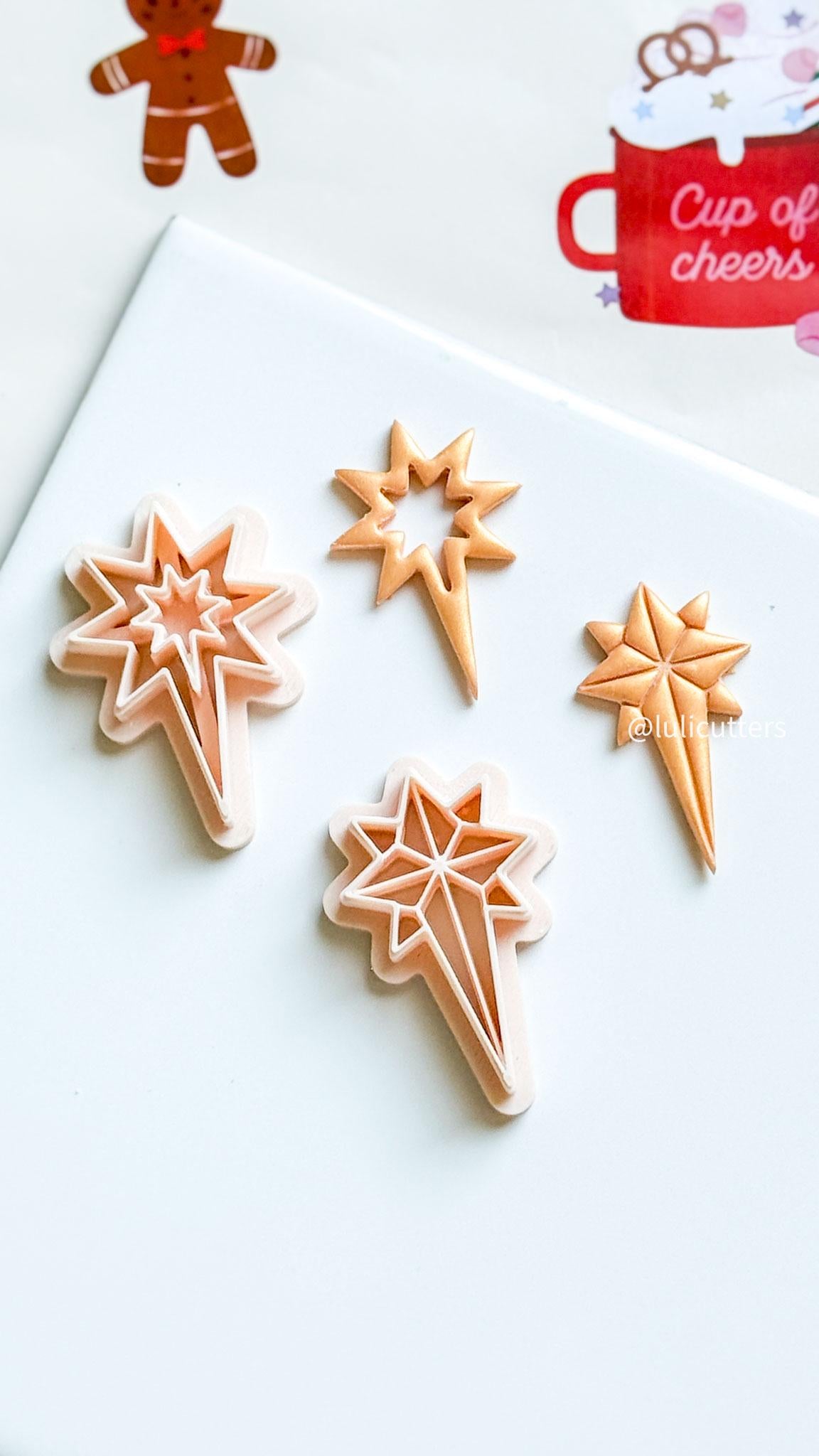 Winter Fairy Festive Shooting Star Clay Cutter Geometric Comet Polymer Clay Earring Cutter for Holiday & Celestial Jewelry