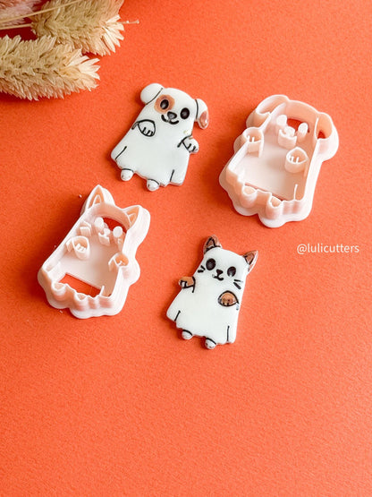 Halloween Ghost Pet Clay Cutter: Cat or Dog Polymer Clay Earring Mold