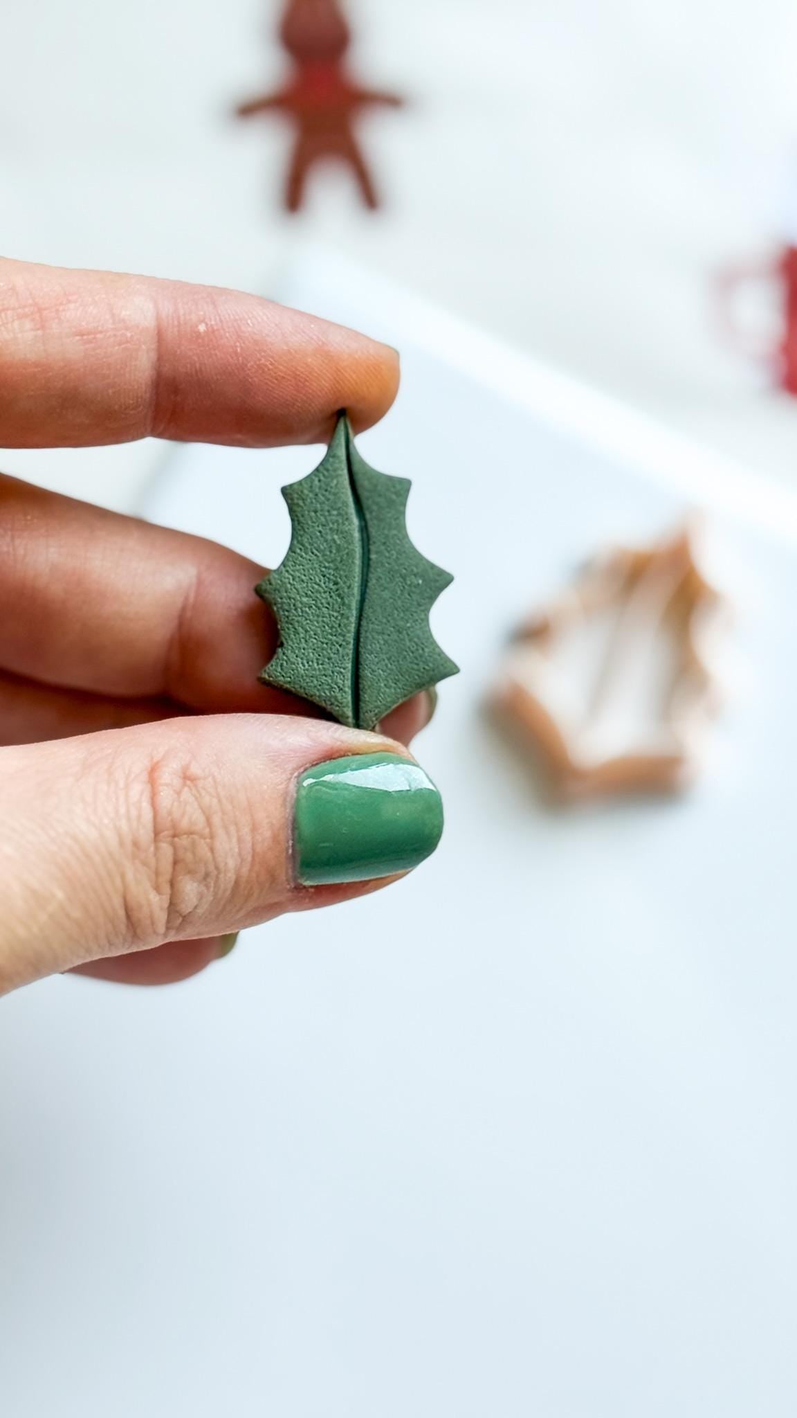 Holly Leaf Clay Cutter, Christmas Jewelry & Ornament Mold