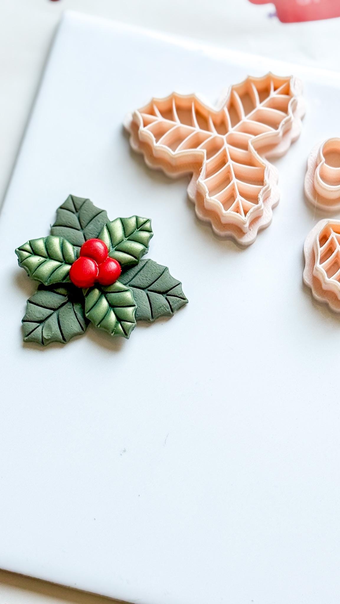 Holly Leaves & Berries Clay Cutter: Christmas Jewelry, Ornaments
