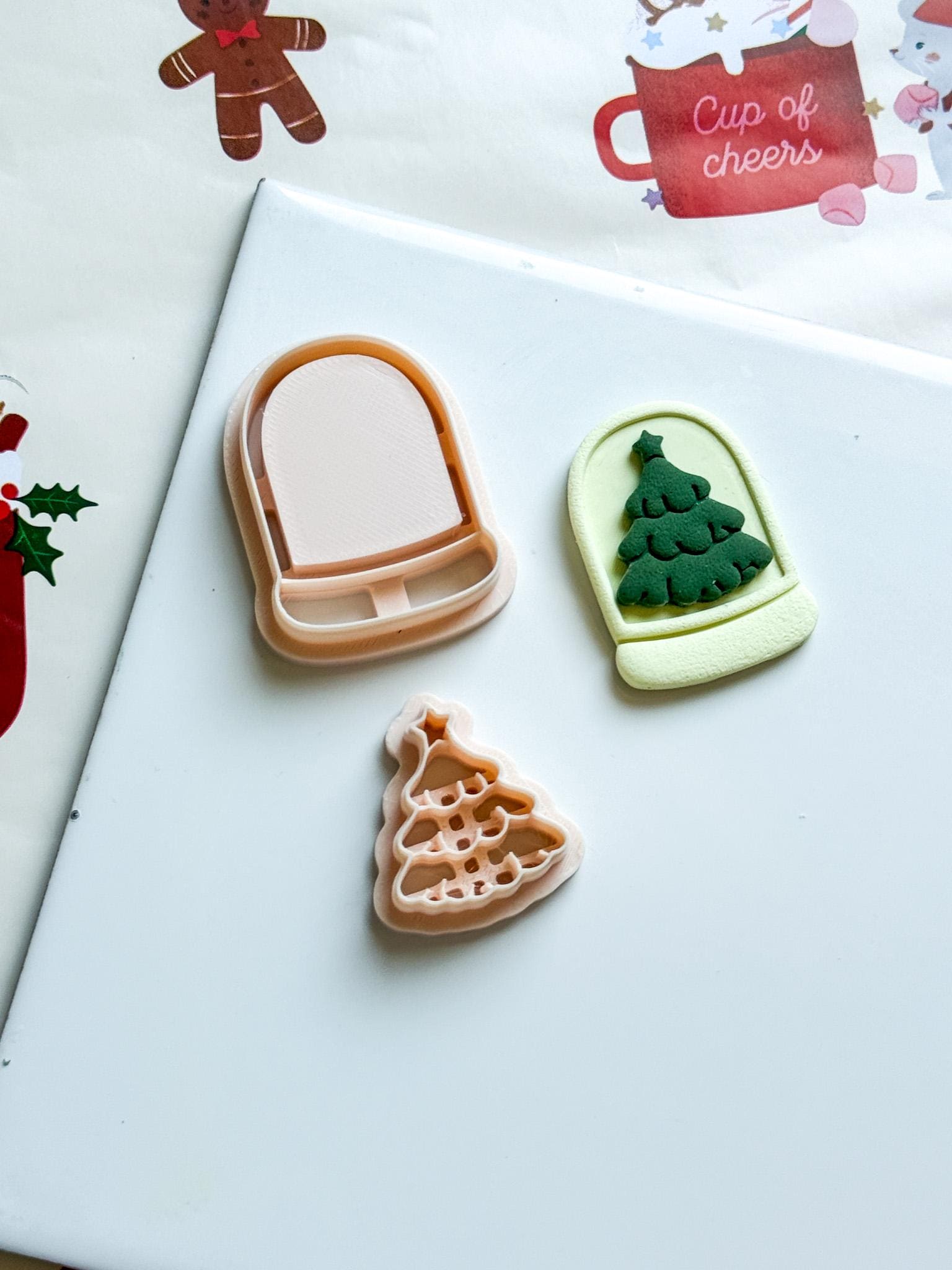 Christmas Tree Snow Globe Clay Cutter, Holiday Jewelry Making