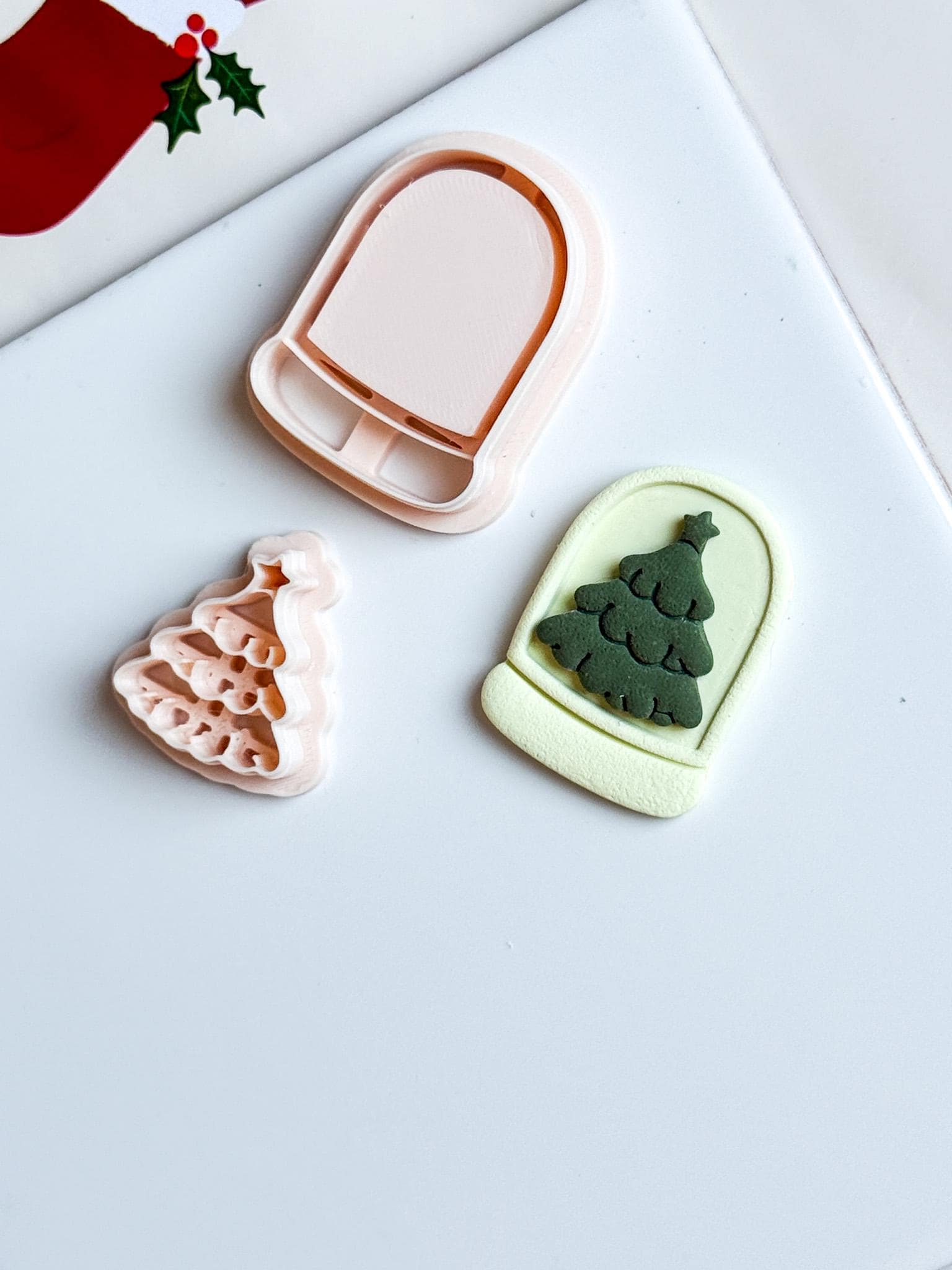 Christmas Tree Snow Globe Clay Cutter, Holiday Jewelry Making