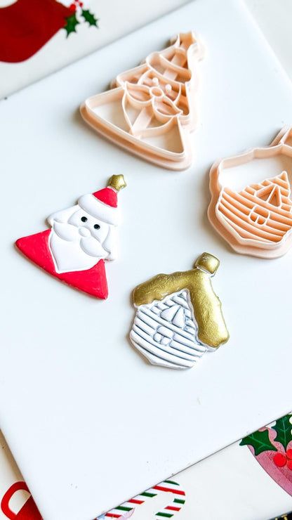 Winter Fairy Santa & Winter House Polymer Clay Cutter Set Christmas Ornament Jewelry Making Supplies