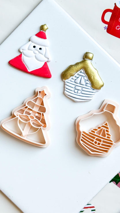 Winter Fairy Santa & Winter House Polymer Clay Cutter Set Christmas Ornament Jewelry Making Supplies