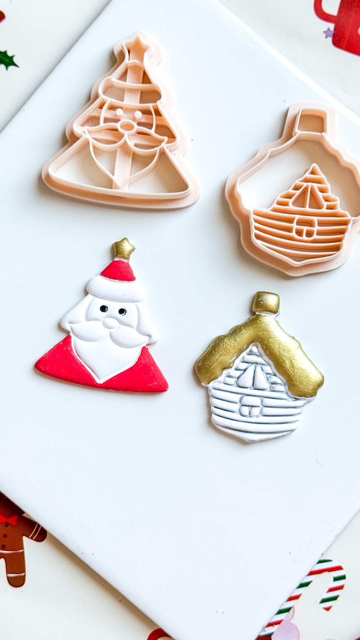 Winter Fairy Santa & Winter House Polymer Clay Cutter Set Christmas Ornament Jewelry Making Supplies