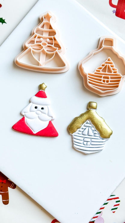 Winter Fairy Santa & Winter House Polymer Clay Cutter Set Christmas Ornament Jewelry Making Supplies