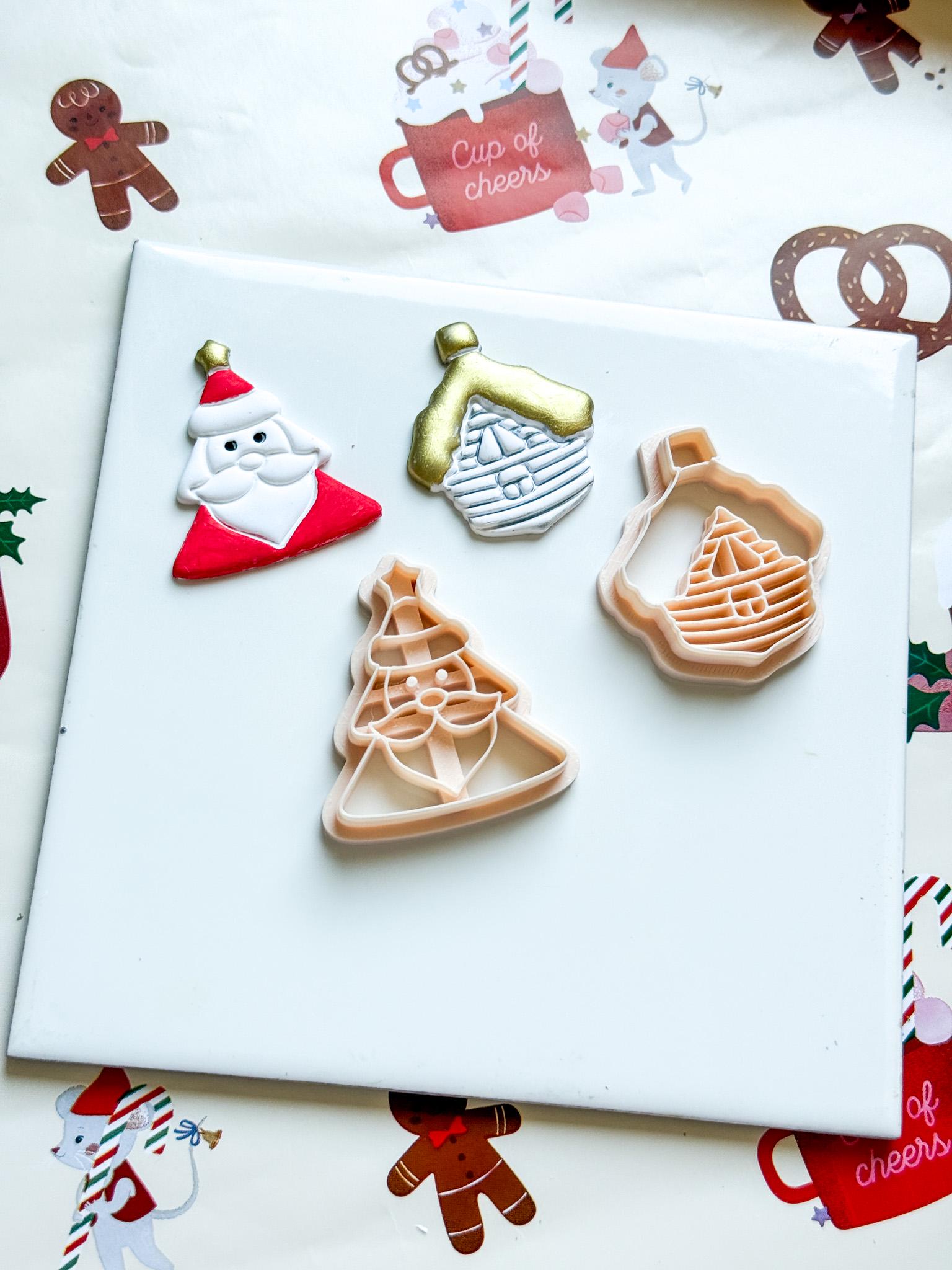 Winter Fairy Santa & Winter House Polymer Clay Cutter Set Christmas Ornament Jewelry Making Supplies