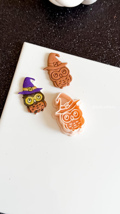 Witchy Owl Clay Cutter: Halloween Polymer Clay Earring Mold