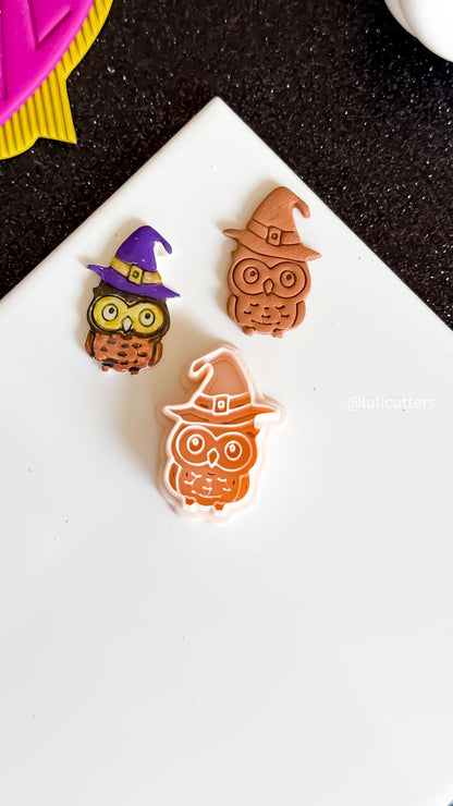 Witchy Owl Clay Cutter: Halloween Polymer Clay Earring Mold