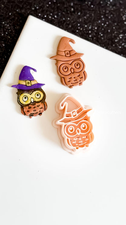 Witchy Owl Clay Cutter: Halloween Polymer Clay Earring Mold