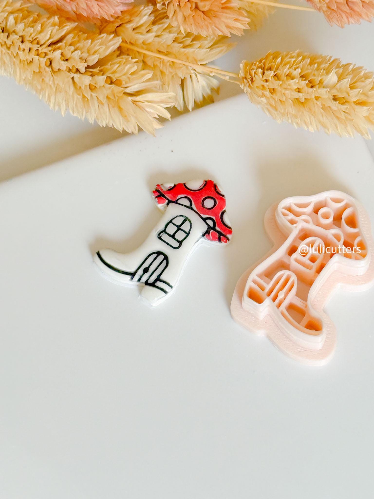 Mushroom Boot House Clay Cutter: Fairycore Polymer Clay Mold