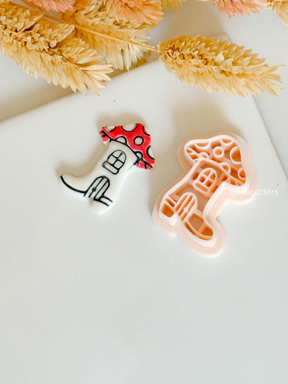 Mushroom Boot House Clay Cutter: Fairycore Polymer Clay Mold