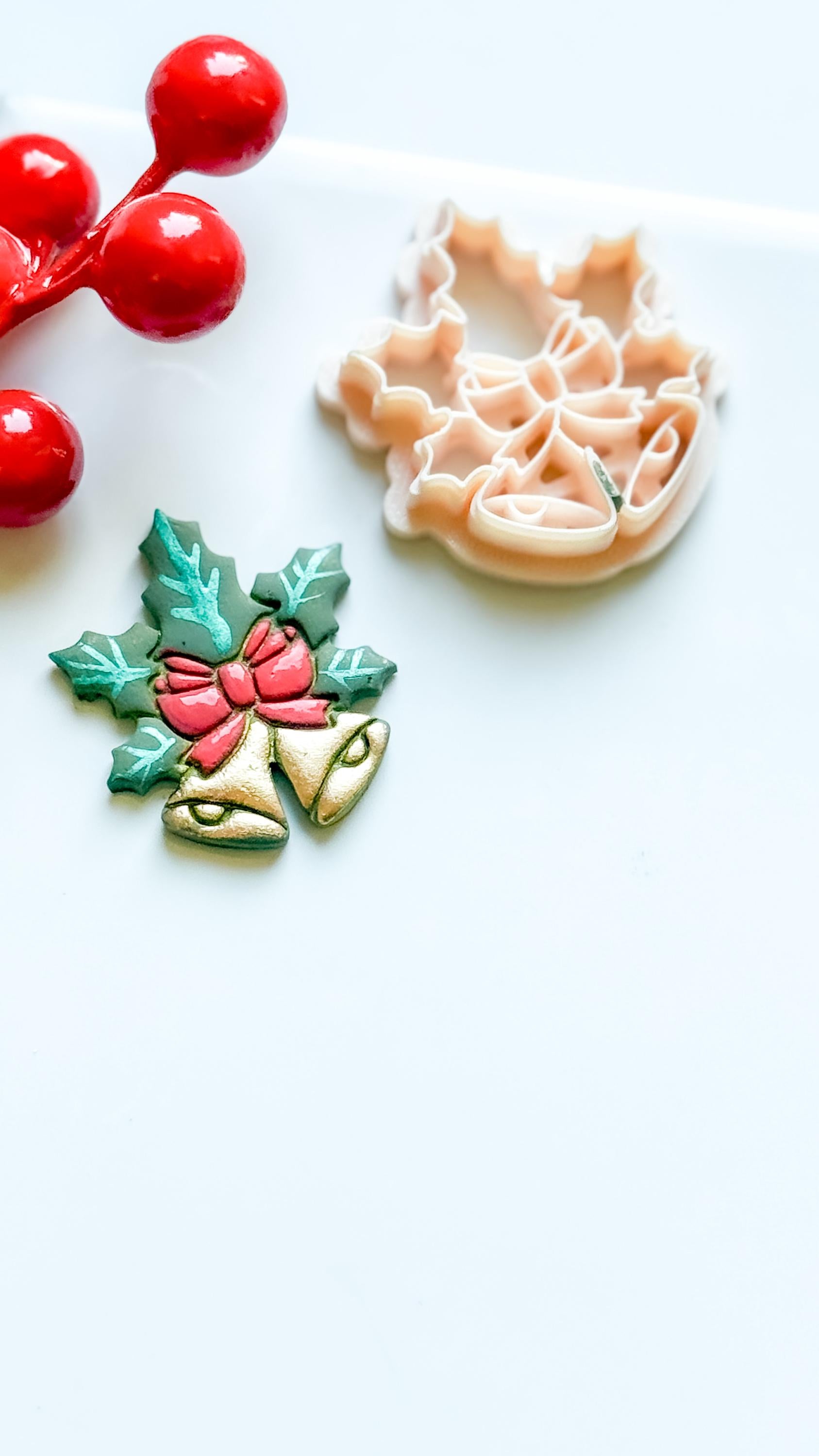 Christmas Bells Clay Cutter, Bow & Holly, Festive Jewelry