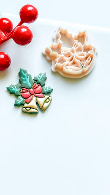 Christmas Bells Clay Cutter, Bow & Holly, Festive Jewelry