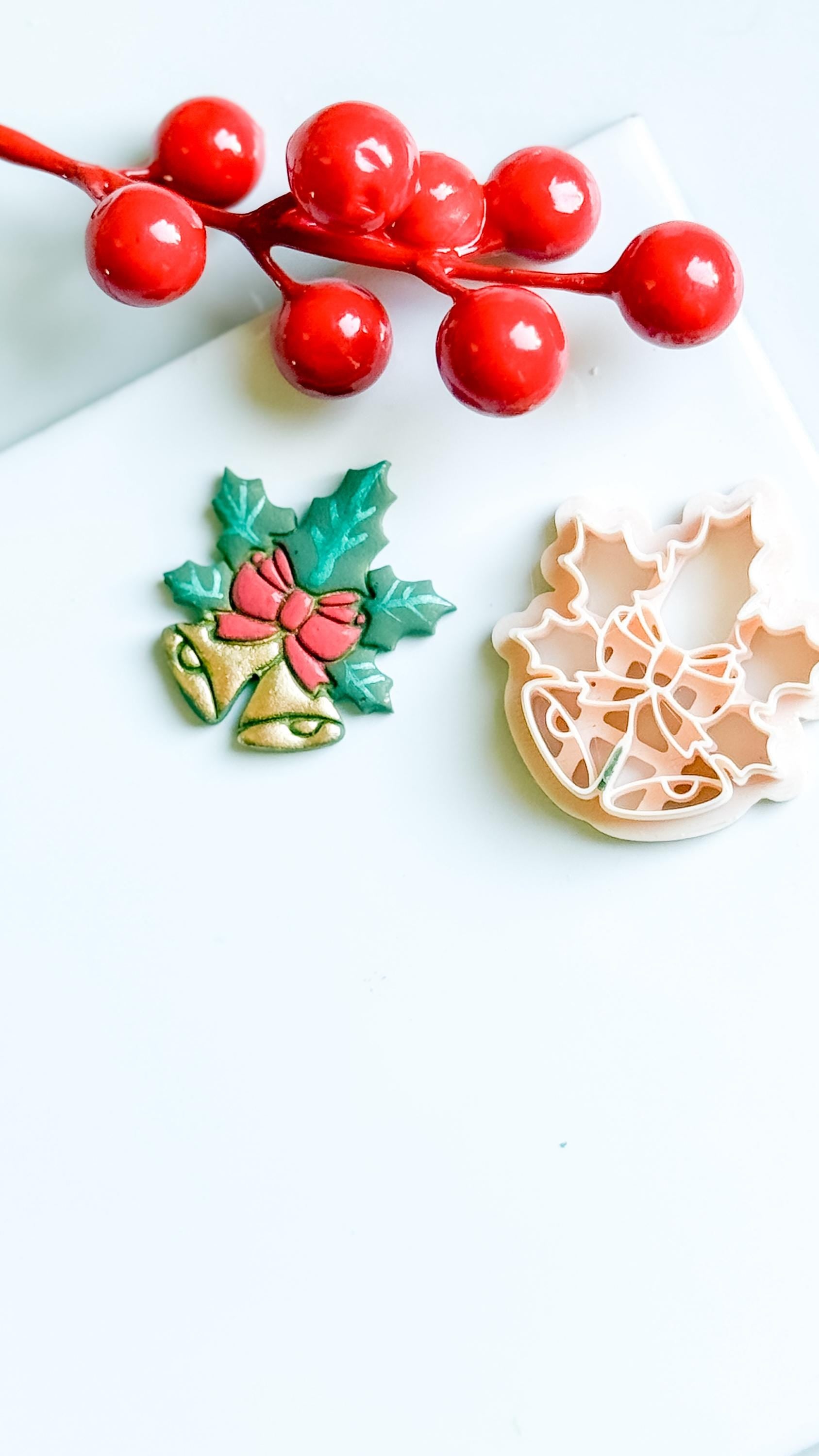Christmas Bells Clay Cutter, Bow & Holly, Festive Jewelry