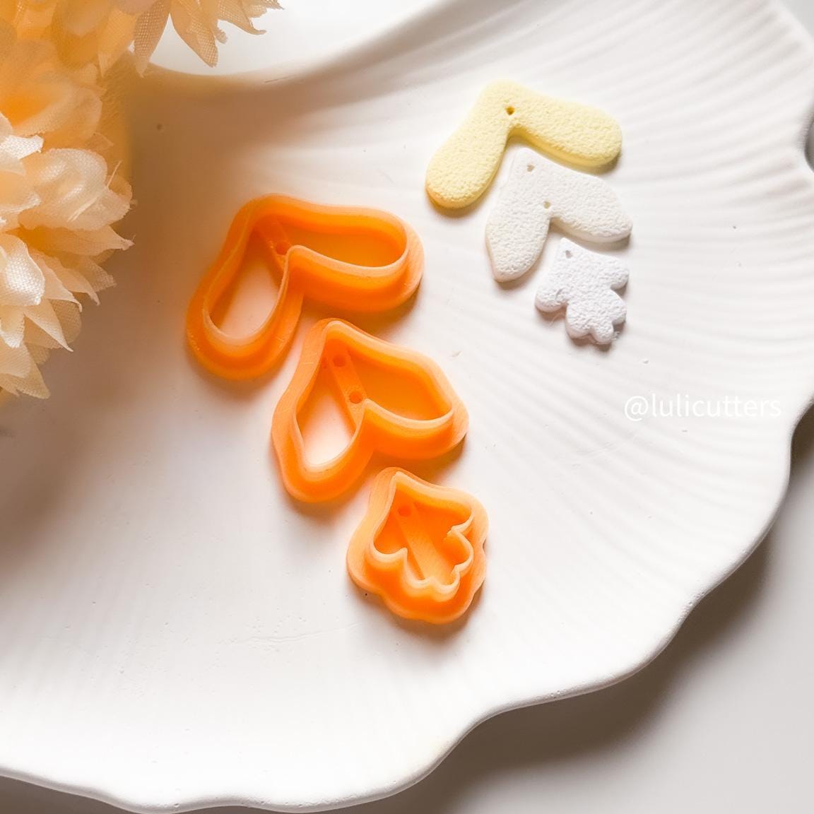 Floral Leaf Polymer Clay Cutter Set, Jewelry Making (35-55mm)