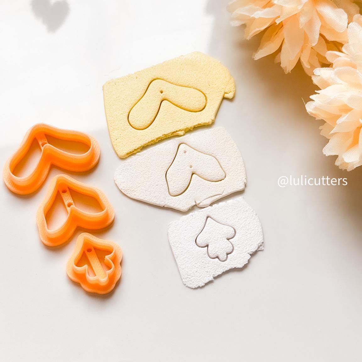 Floral Leaf Polymer Clay Cutter Set, Jewelry Making (35-55mm)