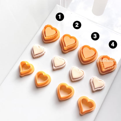 Layered Heart Polymer Clay Cutter Set: Scalloped & Plain Frames