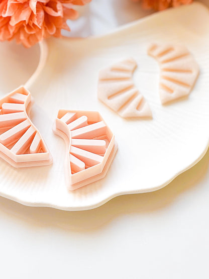 Art Deco Fan Polymer Clay Cutter Geometric Sunrise Shape for Earrings, Jewelry, Crafts