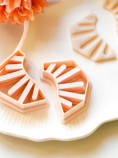 Art Deco Fan Polymer Clay Cutter Geometric Sunrise Shape for Earrings, Jewelry, Crafts