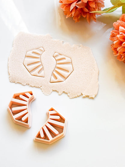 Art Deco Fan Polymer Clay Cutter Geometric Sunrise Shape for Earrings, Jewelry, Crafts