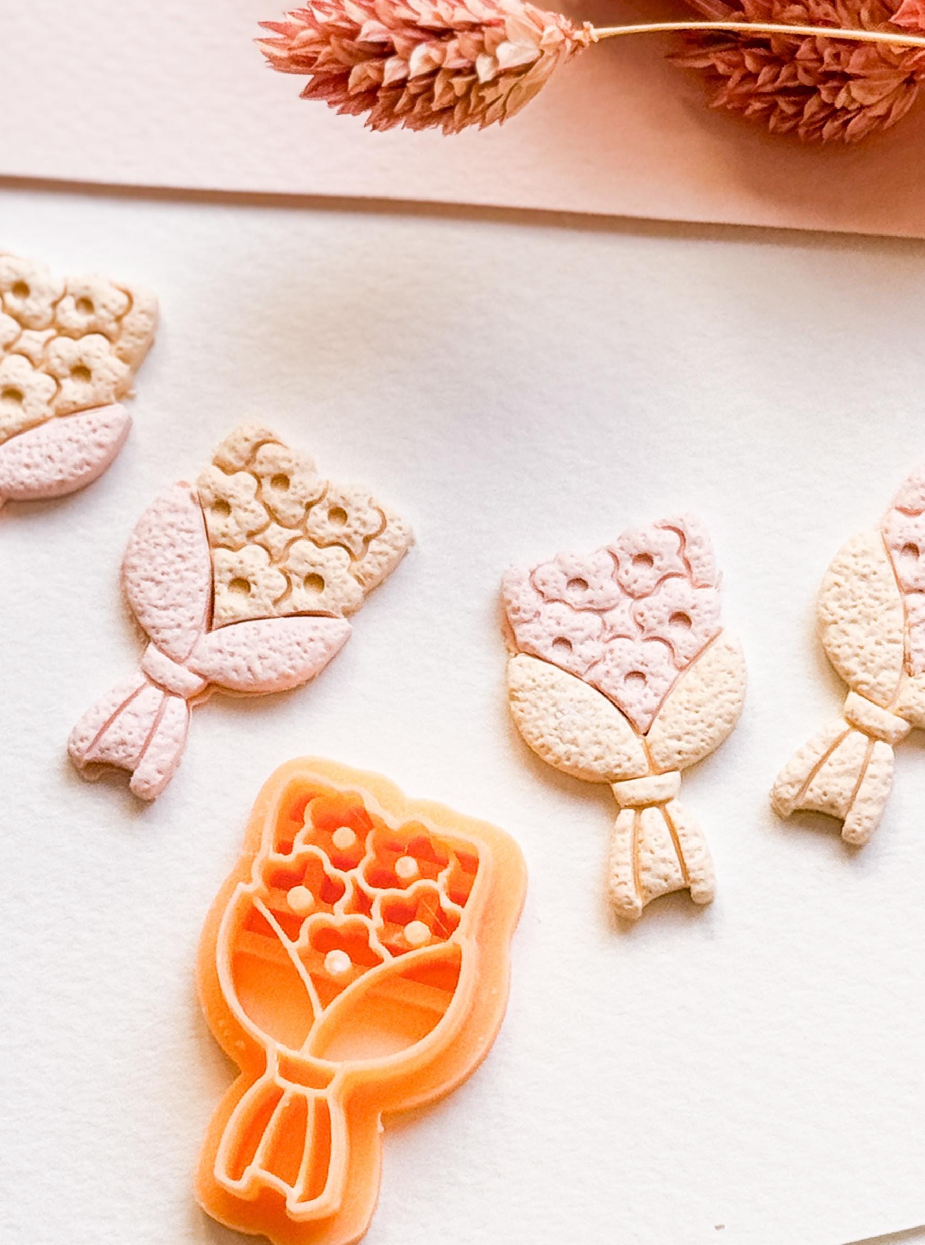 Flower Bouquet Polymer Clay Cutter Floral Wrapped Flowers Shape for Earrings, Jewelry, Crafts