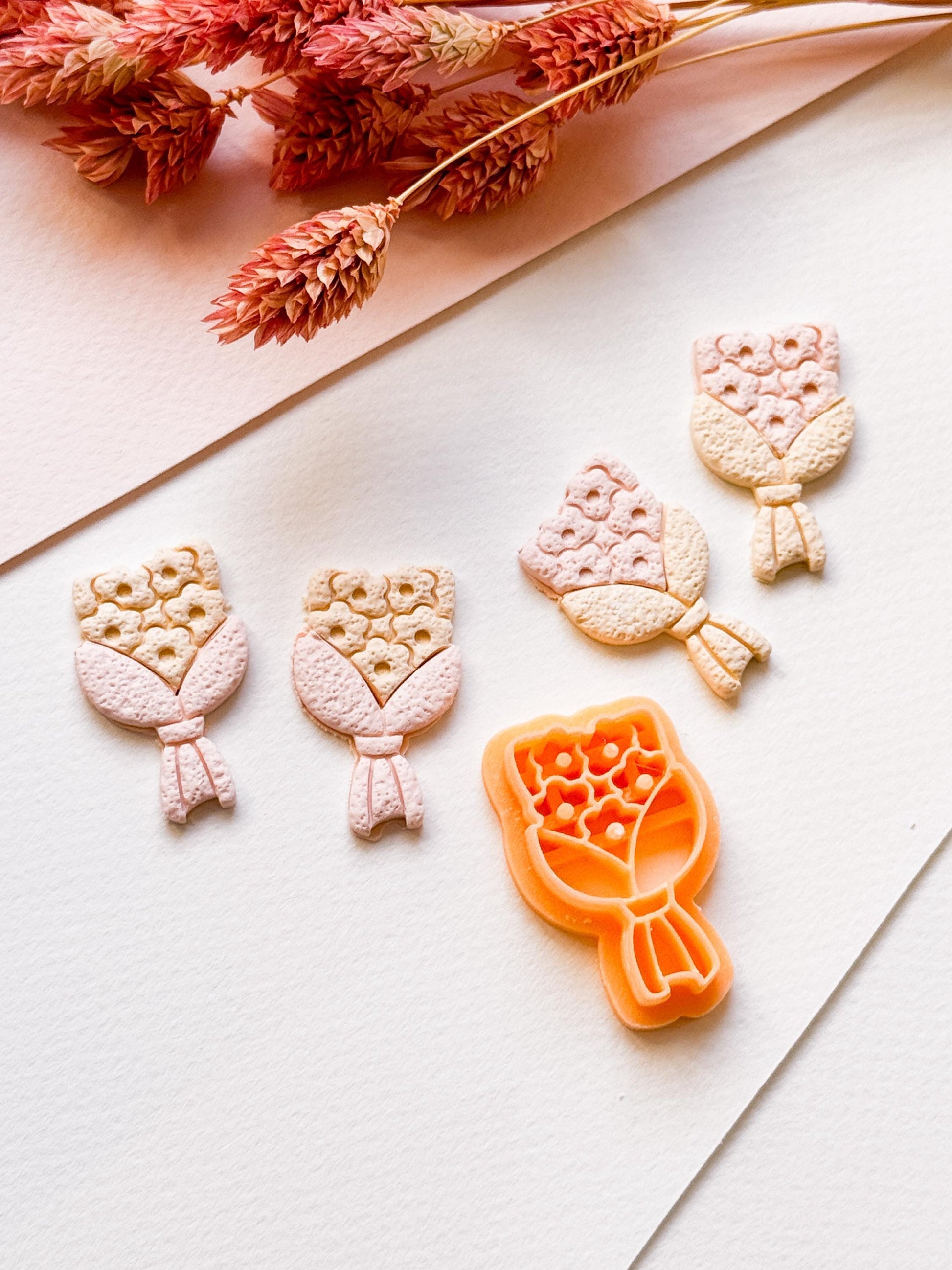 Flower Bouquet Polymer Clay Cutter Floral Wrapped Flowers Shape for Earrings, Jewelry, Crafts