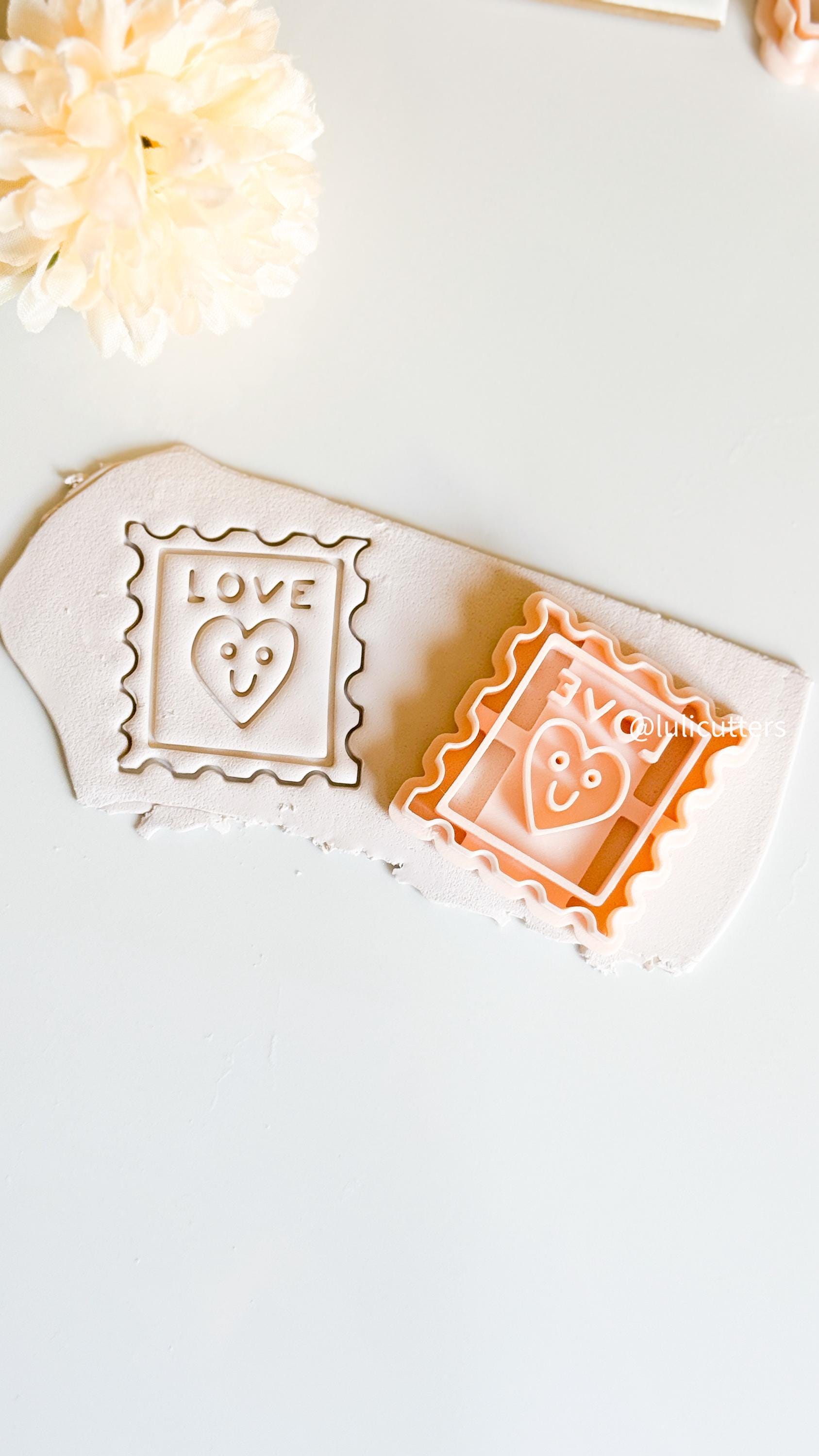 Heart Postage Stamp Polymer Clay Cutter: Valentine Jewelry Design
