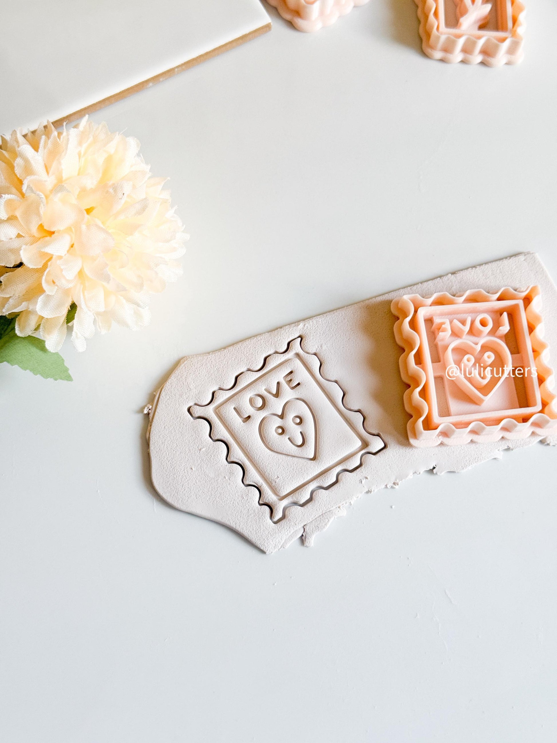 Heart Postage Stamp Polymer Clay Cutter: Valentine Jewelry Design