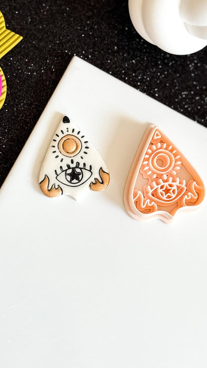 Ouija Planchette Clay Cutter: Sun, Moon & Star Imprint - Celestial Jewelry Tool
